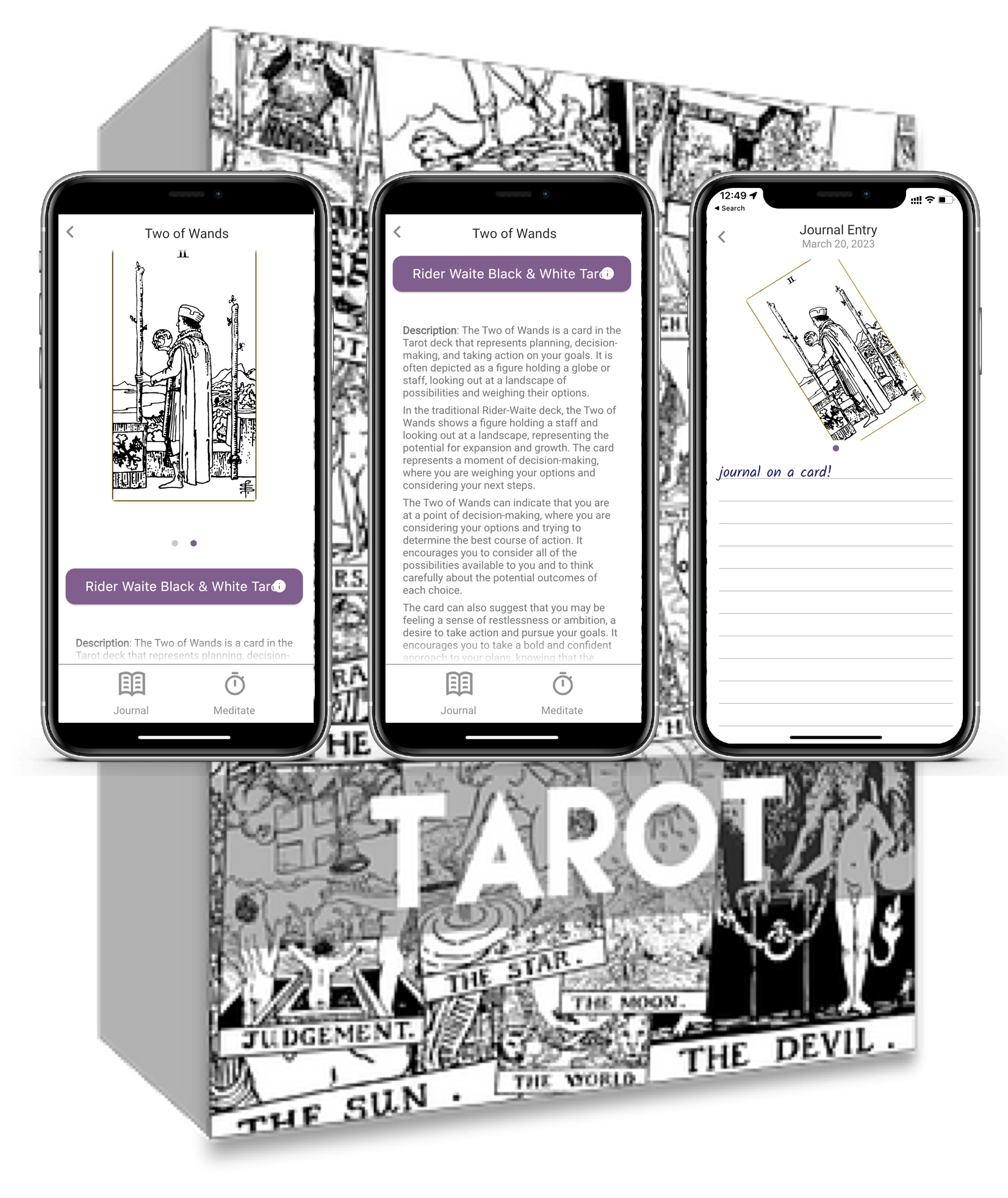 Undated Digital Tarot Journal, Tarot Planner, Dark Version Tarot